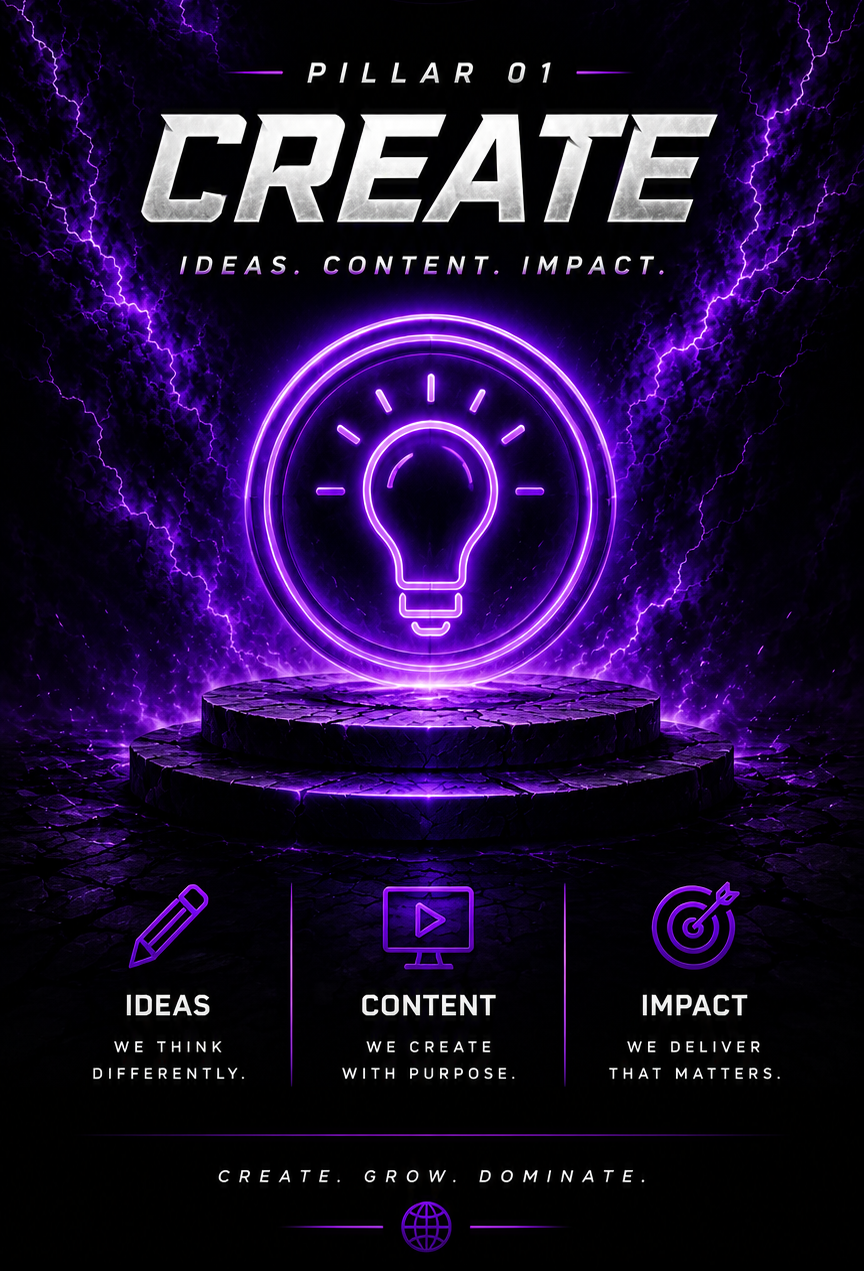 Pillar 01 — Create: Ideas. Content. Impact.