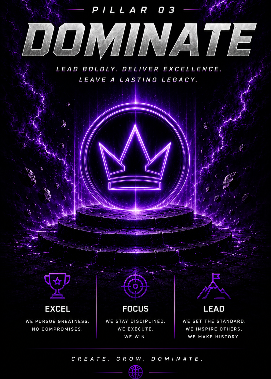 Pillar 03 — Dominate: Lead boldly. Deliver excellence.